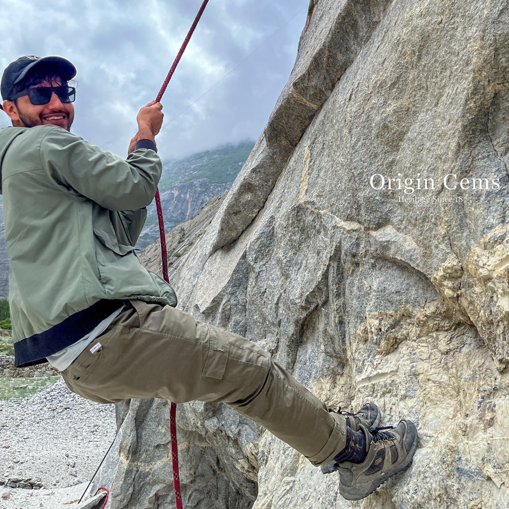 Climbing the Goand mine to reach the top mines, Shigar valley Pakistan