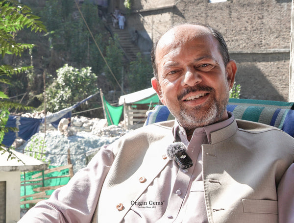 Mr Khalid Khan, the leaseholder of the emerald mines located in Fizagat, Mingora, Swat Valley, Pakistan. This photograph is from late 2024, when our team interviewed Mr Khalid.
